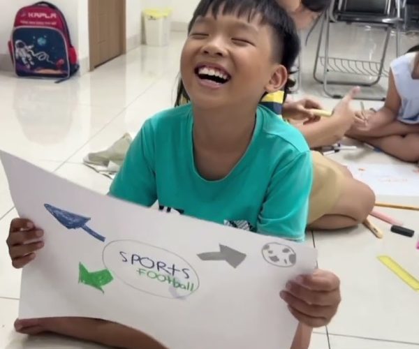 Các bạn nhỏ lớp Ms Megan làm mindmap thuyết trình